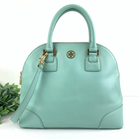Tory Burch Handbags - Tory Burch Mint Green Robinson Dome Satchel Leathe